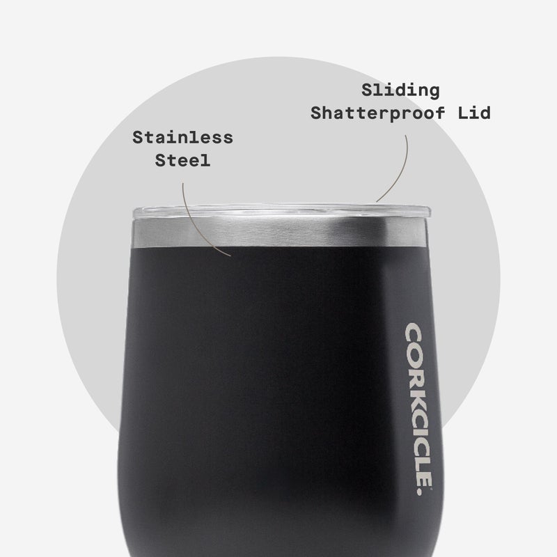 Corkcicle Stemless Wine Tumbler - Keeps Drinks Cold for 6 Hours - Triple-Insulated Stainless Steel - Non-Slip Base - Summer Drinkware Gift - Keeps Drinks Ice Cold - 12 oz - Matte Black - Image 5
